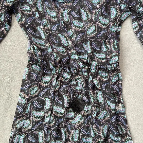 Victorias Secret Beach Dress Womens Medium Black Maxi Paisley Sheer Cover Up - Picture 9 of 16